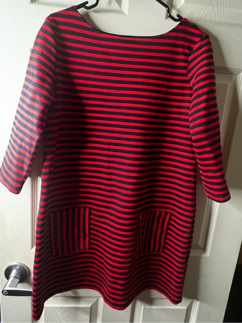 Tommy Hilfiger 3/4 Sleeves Red/ Blue Striped Dress Women’s Size Large